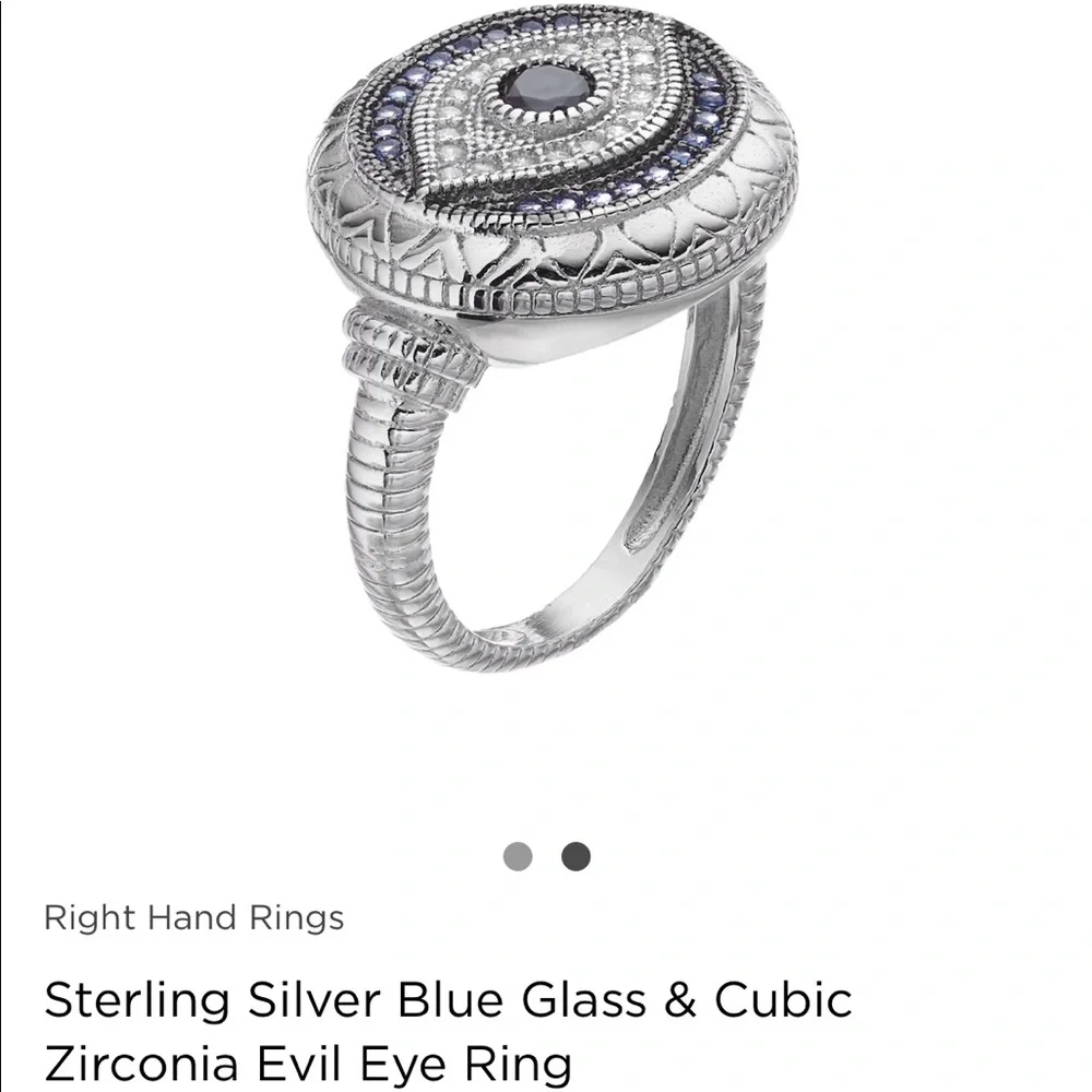 Evil Eye Ring-Sterling Silver cubic zirconia/blue stone w/ accents-NWT BOXED - Picture 4 of 12
